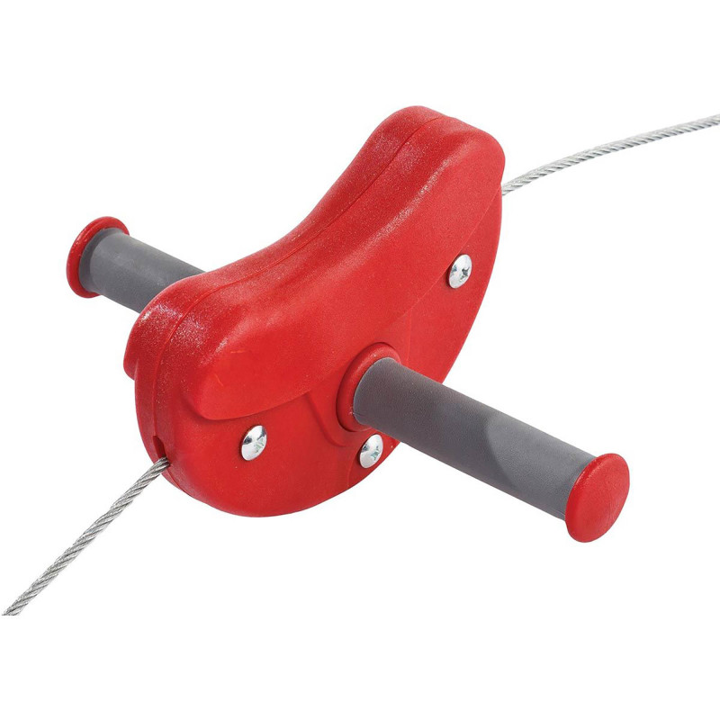 Tyrolienne enfant rouge avec câble en acier de 30m de longueur et