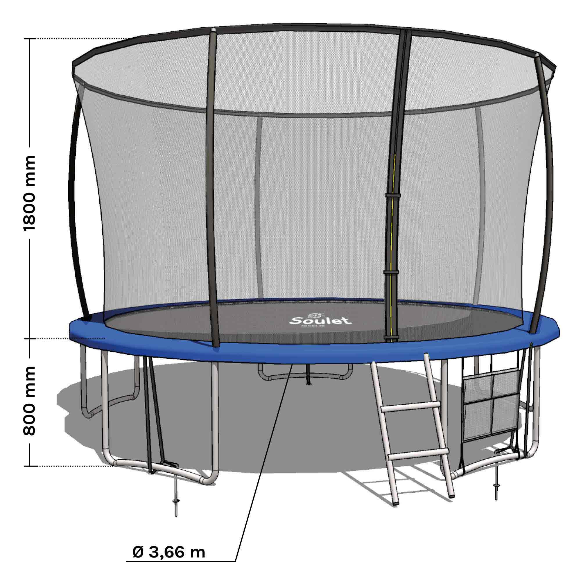 Trampoline avec filet de protection ikido, trampoline exterieur  enfant,trampoline rond pour enfants avec clôture de sécurité,filet de  sécurité respirant,orange IKI-trampoline-120-3 - Conforama