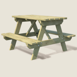 Table de pique-nique en bois traité pour enfant - Auréa - Vue 3/4 droite