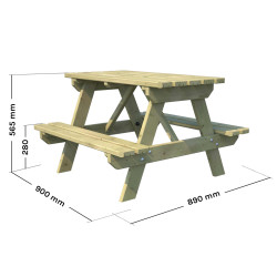 Table de pique-nique en bois traité pour enfant - Auréa - Dimensions