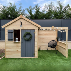 Cabane en bois avec pergola pour enfants Alpaga - Jardipolys