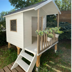 Cabane en bois sur pilotis avec auvent pour enfants Kangourou - Jardipolys